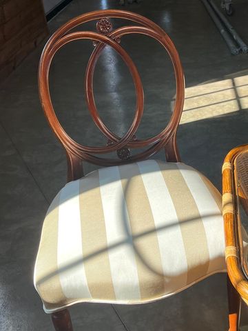 Wood and cream chair