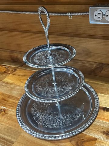 silver 3 tiered platter
