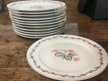 Large Pink Floral China Plates