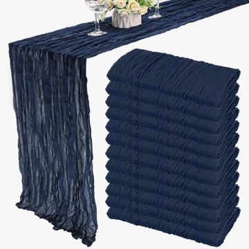 Navy blue cheese cloth table runner
