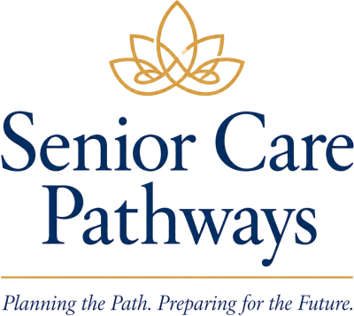 Logo of Senior Care Pathways with a flower emblem.