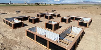 Custom L shaped garden box design layout