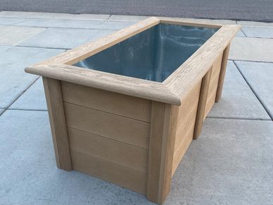 Golden Oak Millboard Enhanced Grain Decking Envello raised planter bed garden box.