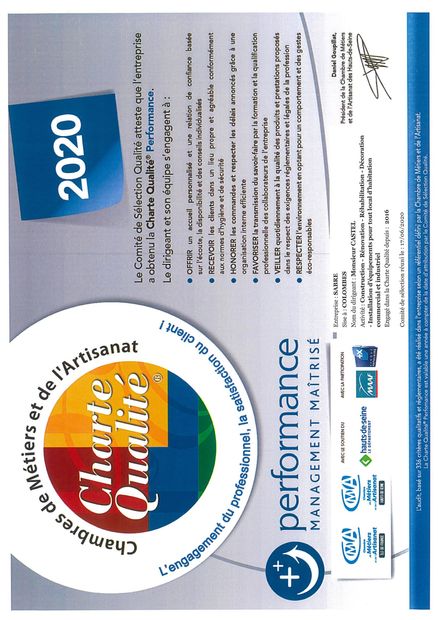 Chartre qualité de la chambre de métiers et de l'artisanat 2020