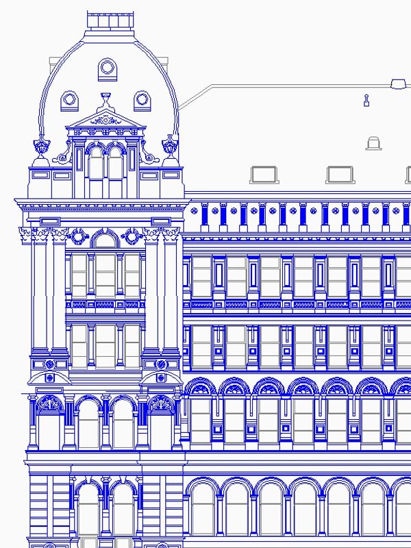 Detailed conservation elevation of listed building