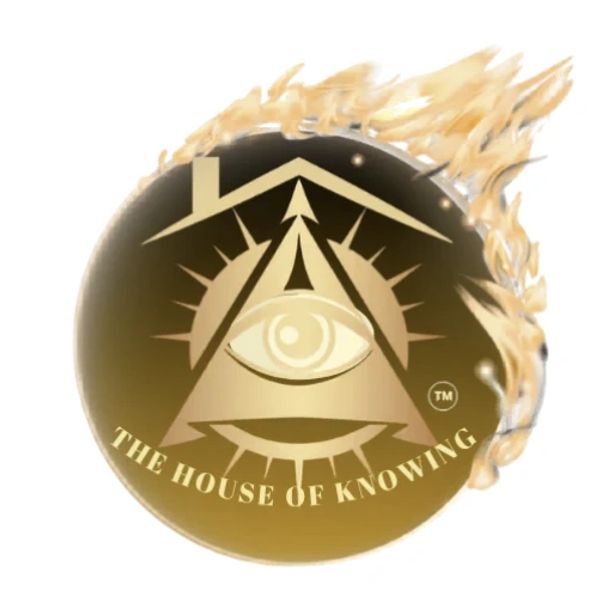 Fiery logo of The House of Knowing with an all-seeing eye.