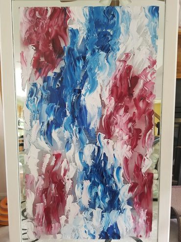 Acrylic mixed media on mirror.