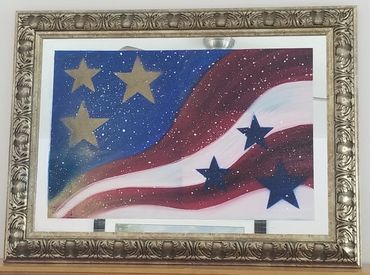 Acrylic mixed media on mirror.