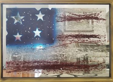 Acrylic mixed media on mirror.