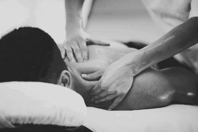 a man getting a back massage
