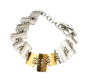 Custom Link Bracelet Sterling Silver, 18k Gold, Diamonds