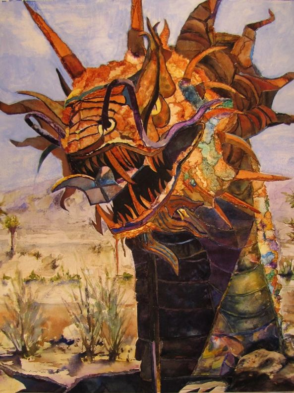Desert Serpent~water color /Collage