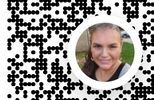 QR code with a woman's portrait in the center.