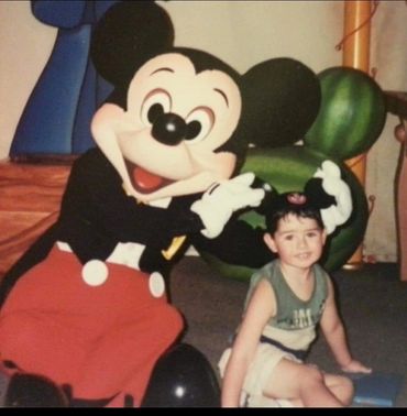 Dalton, 3 years old, meeting Mickey at Disney World for the first time.