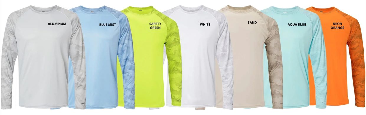 camo sleeve UPF50 fishing shirts