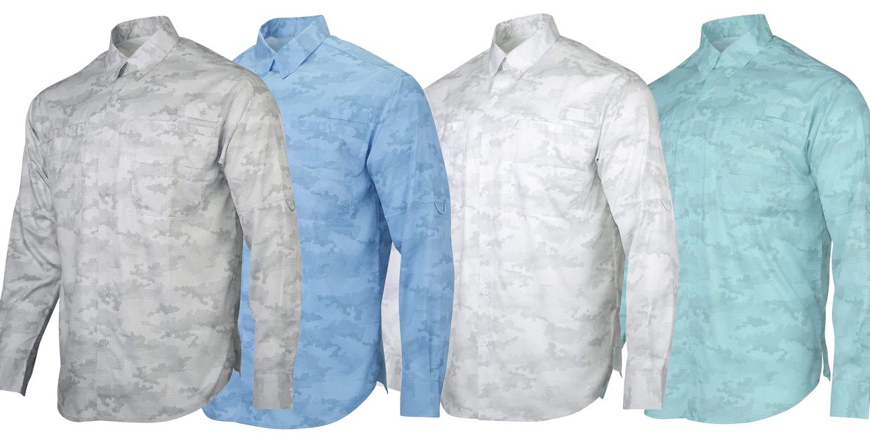 Button up camo long sleeve fishing shirt