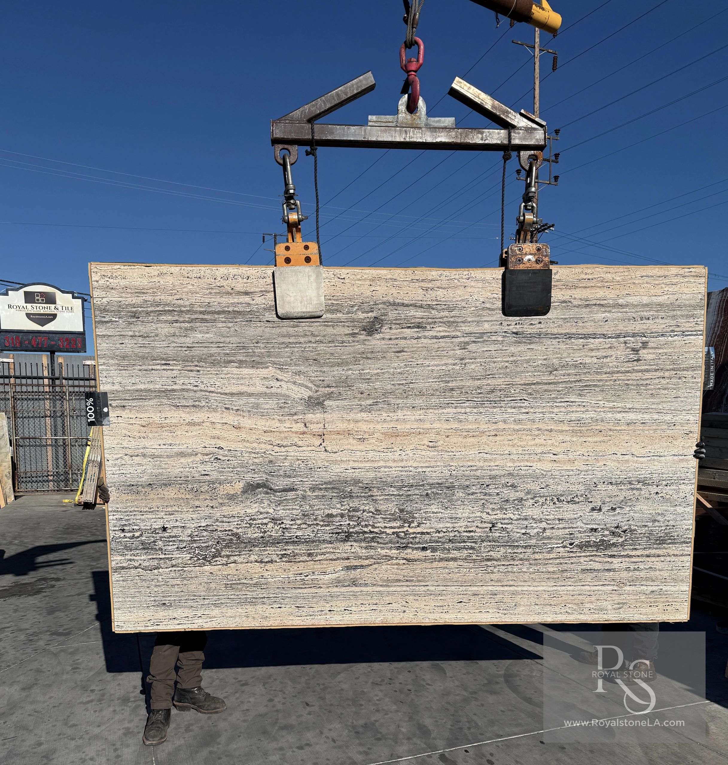 2cm Antolini Black Label Platinum Travertine Vein Cut leather 66" x 110"