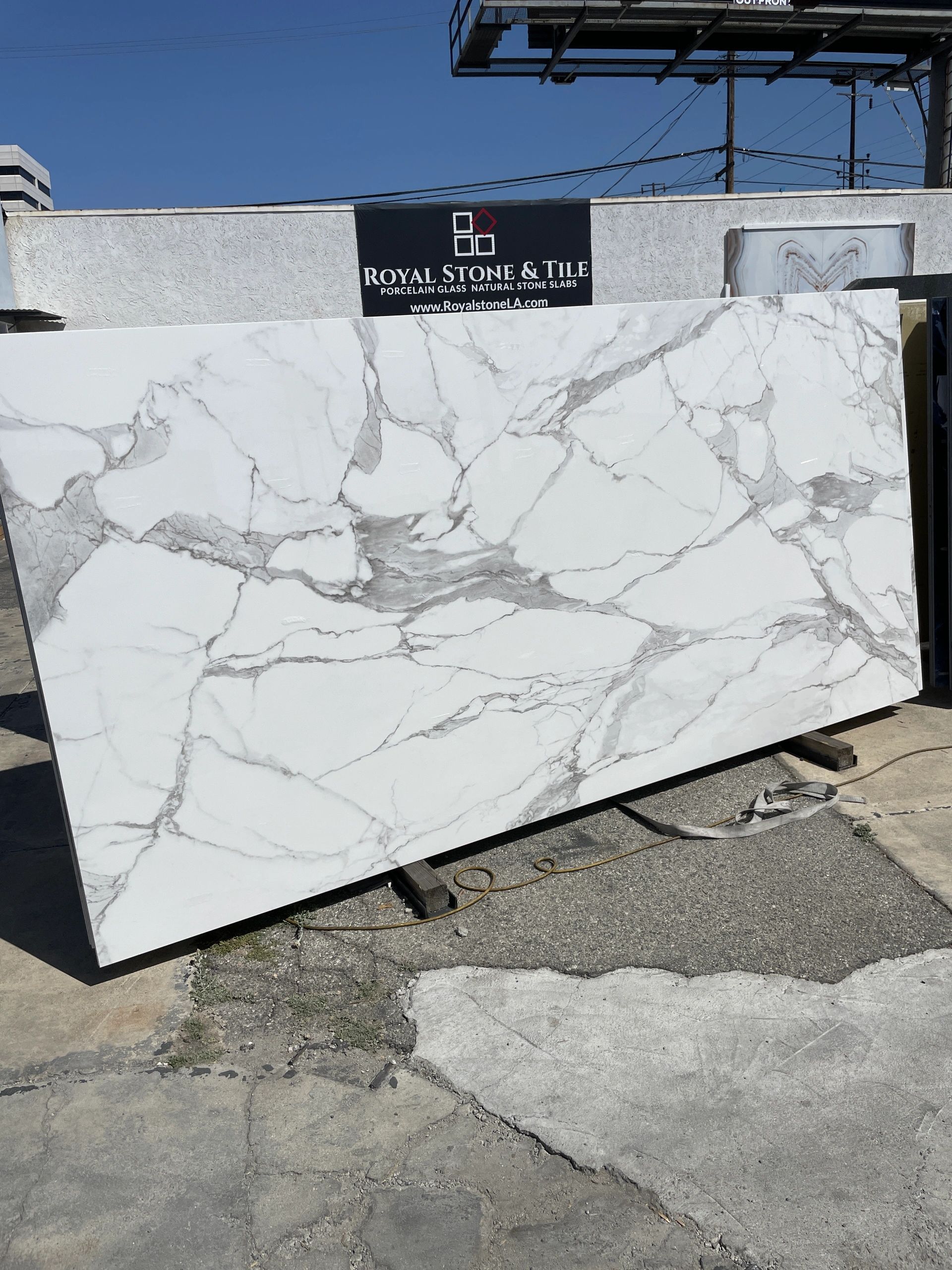 Porcelain slabs Statuary Vein Extra wide grey vein marble white color porcelain slabs in los angeles