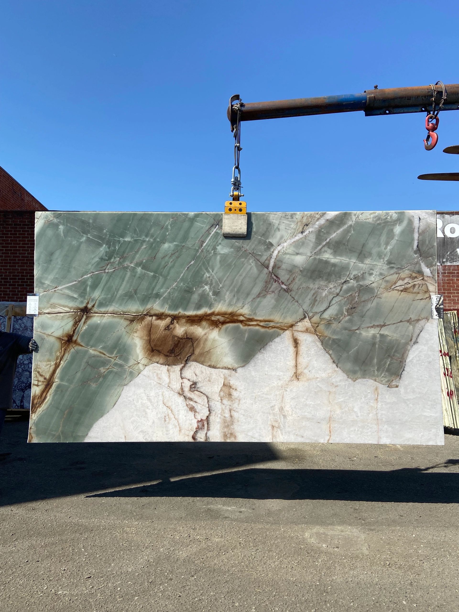 cristallo patagonia green quartzite slabs in los Angeles from Antolini in Italy with green quartzite