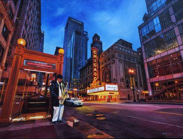 Chicago Home of the Blues Oil 30 X 40