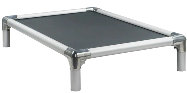 Kuranda Dog Bed, which is an elevated dog bed with thick vinyl top held by steel frame and legs