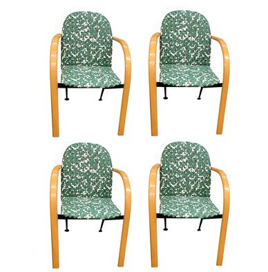 Modern Wood And Metal Chairs - Set of Four