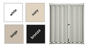 Accordion hurricane shutters are offered in four color options - White, ivory, beige or bronze.