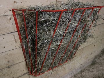 Wall mount hay racks are convenient and easy to install.  E&M Steel Products has ranch supplies