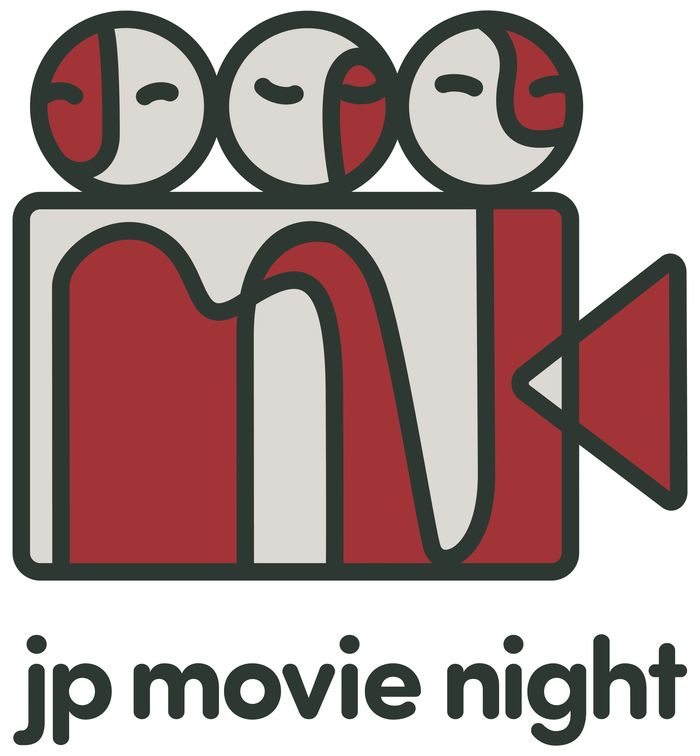 JP Movie Night Logo. It's amalgam of three people, a projector. The initials JPMN are embedded. 