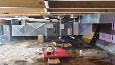 Crawl Space horizontal Amana furnace installed in Linden, Mi