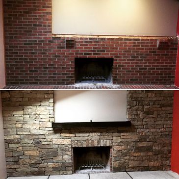Denver Masonry LLC fireplace stone makeover