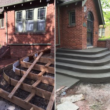 Denver Masonry LLC before and after concrete porch pour