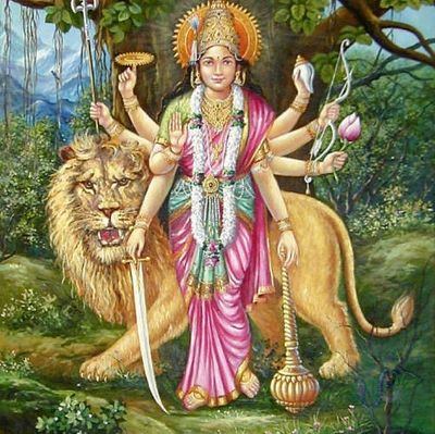 Durga with her Lion vahana.