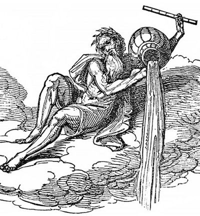 The Water Bearer of Aquarius, pouring out his Kumbha/Water Jar. Kumbha = Aquarius in Sanskrit.