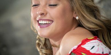 A woman laughing