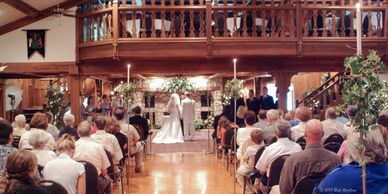 A wedding ceremony and reception