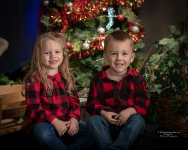 Two kids in their checkered tops