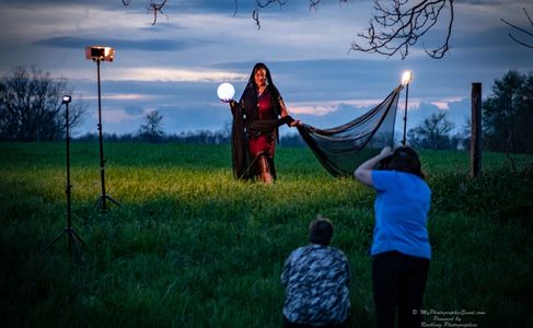 A pictorial for a woman with a ball of light