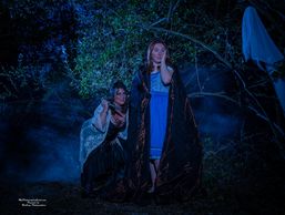 Cosplayers in a forest