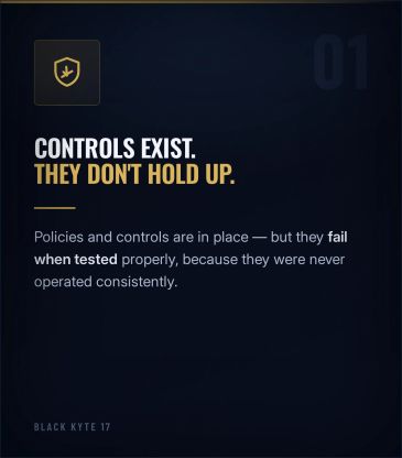 Policies and controls often fail when tested due to inconsistent operation.