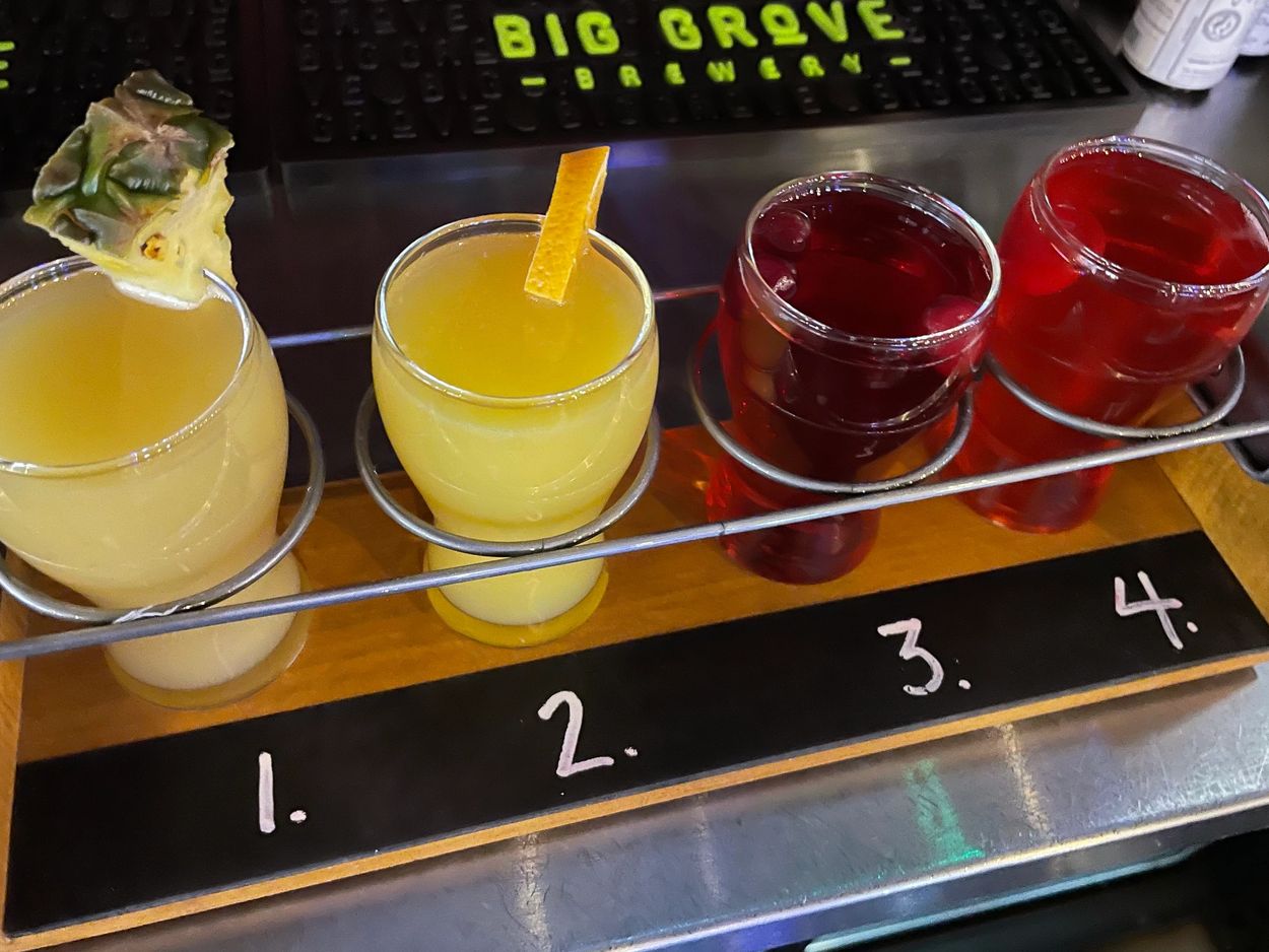 Mimosa Flight: Pineapple, Orange, Cranberry and Raspberry