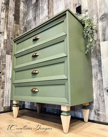 Commode MCM Vert et Bois - Meubles recyclés - Meubles modernes - Meuble MCM
