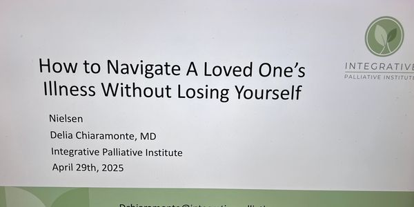Presentation slide on navigating a loved one's illness without losing oneself.
