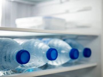 water bottles in refrigerator drinks