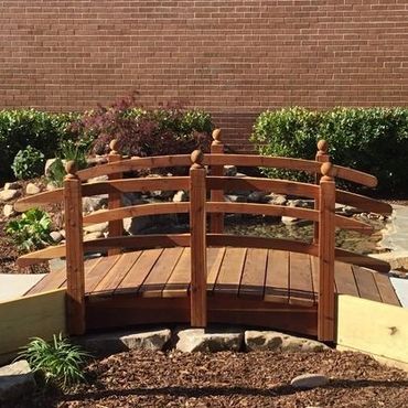 Redwood Bridge over pond
