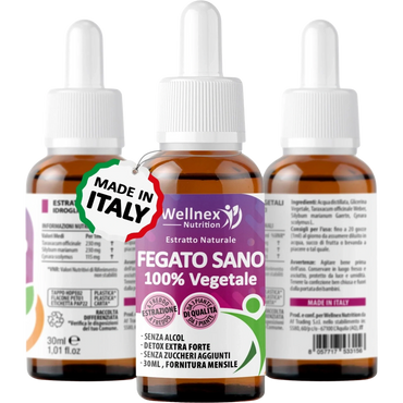 Flacone contagocce di un estratto naturale e vegetale che aiuta a purificare l'organismo.