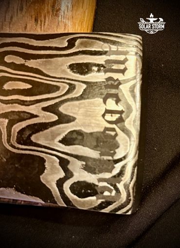 Custom Damascus Axe custom engraving by Bob Bryenton Alberta Bladesmith