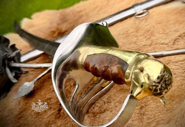 M1902 Damascus Sabre Sword handle by Custom Alberta Canada Bladesmith