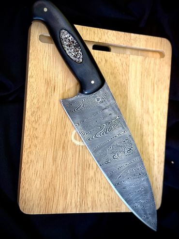 Alberta custom bladesmith damascus chefs knife