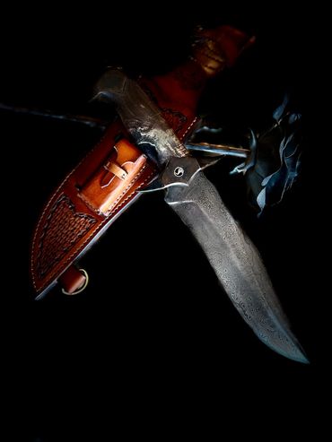 Damascus knife made by alberta bladesmith Bob Bryenton, Solar Storm